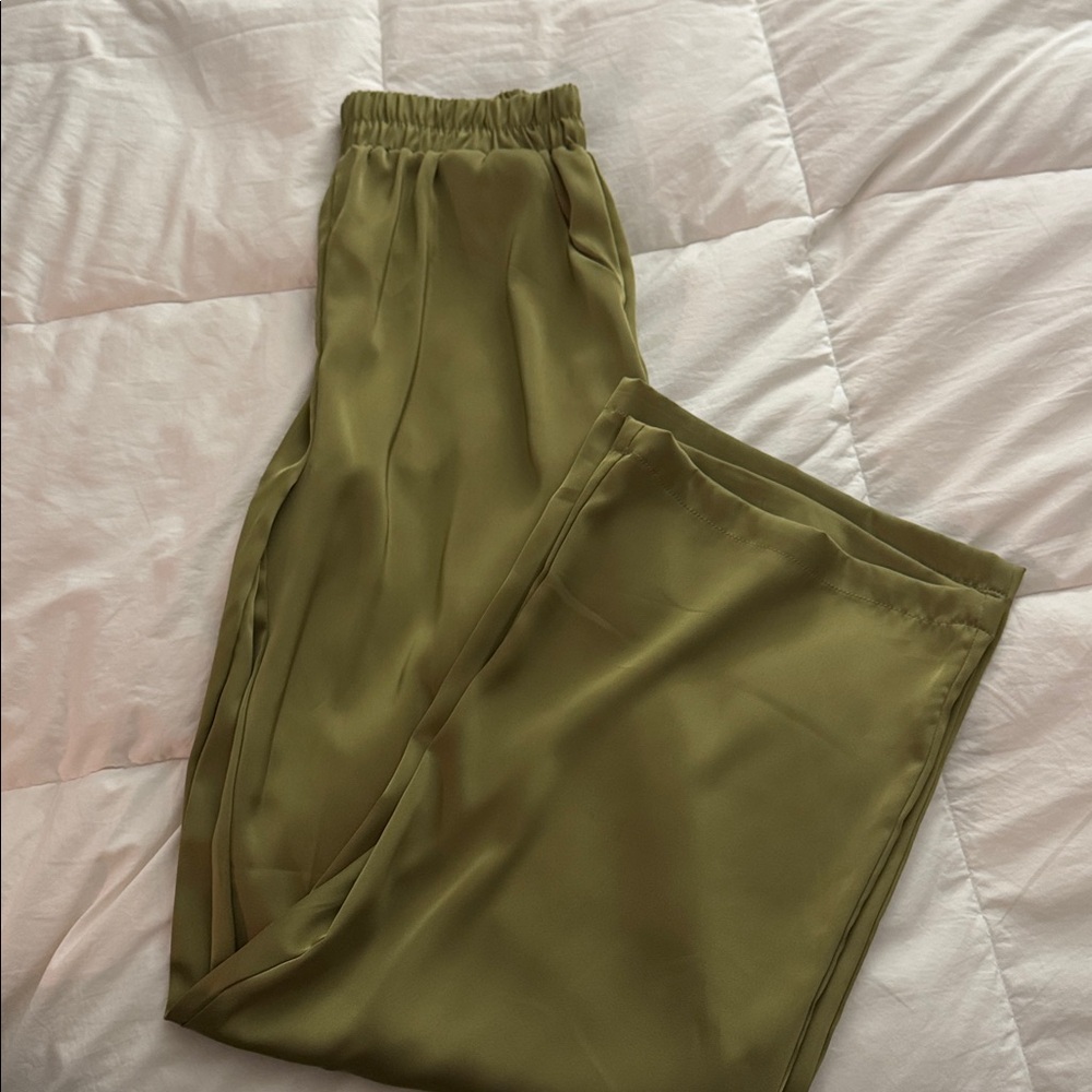 Workshop Republic Clothing Sage Satin Trousers
